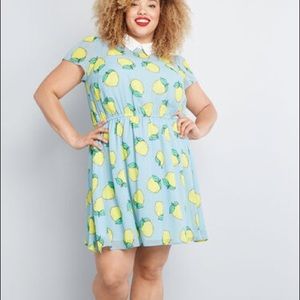 Blue Lemon Print Dress
